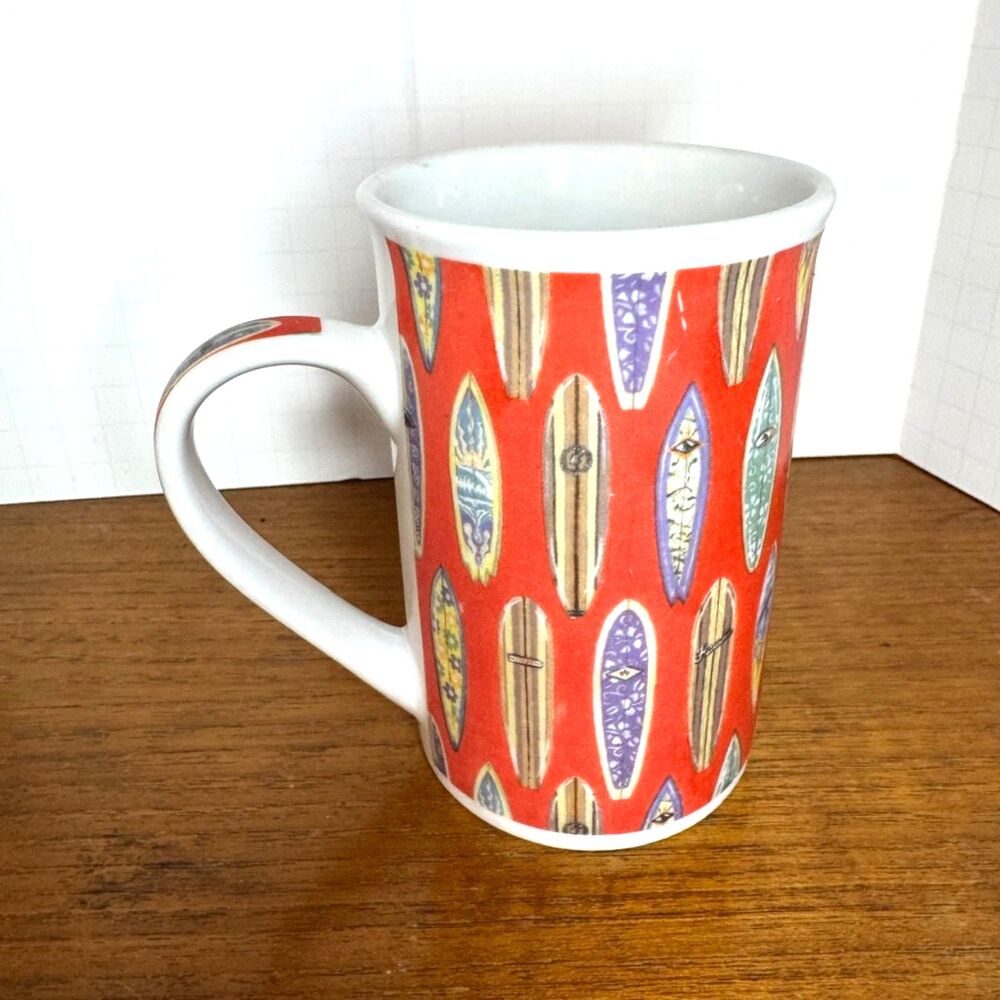 2000 Vintage Island Heritage Porcelain Coffee Tea Mug Surfboard Beach Hawaii CA
